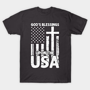 God's Blessings Jesus American Flag Patriot Christian T-Shirt